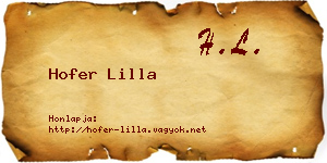 Hofer Lilla névjegykártya
